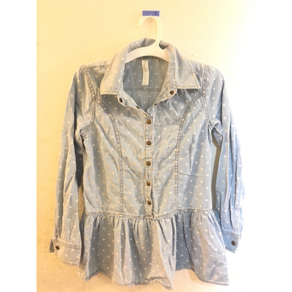 GIRLS HEART DENIM TOP